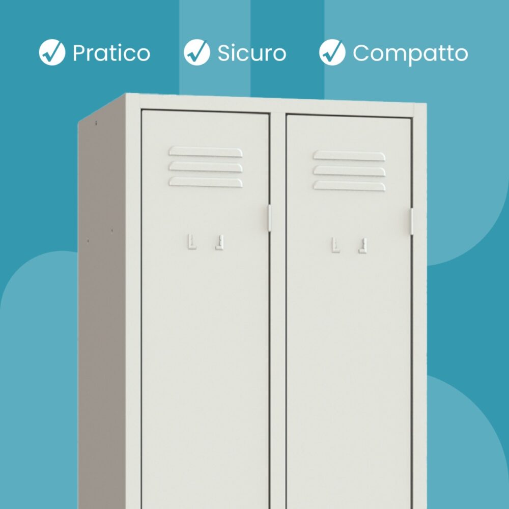 XLOCKERS® - ARMADIO SPOGLIATOIO METALLICO IN ACCIAIO #2 POSTI PROFONDITÀ 33CM - immagine 4