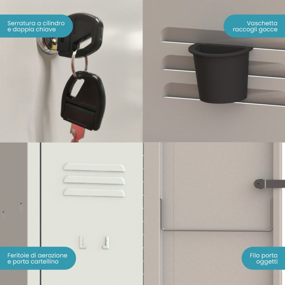 XLOCKERS® - ARMADIO SPOGLIATOIO METALLICO IN ACCIAIO #2 POSTI PROFONDITÀ 33CM - immagine 6
