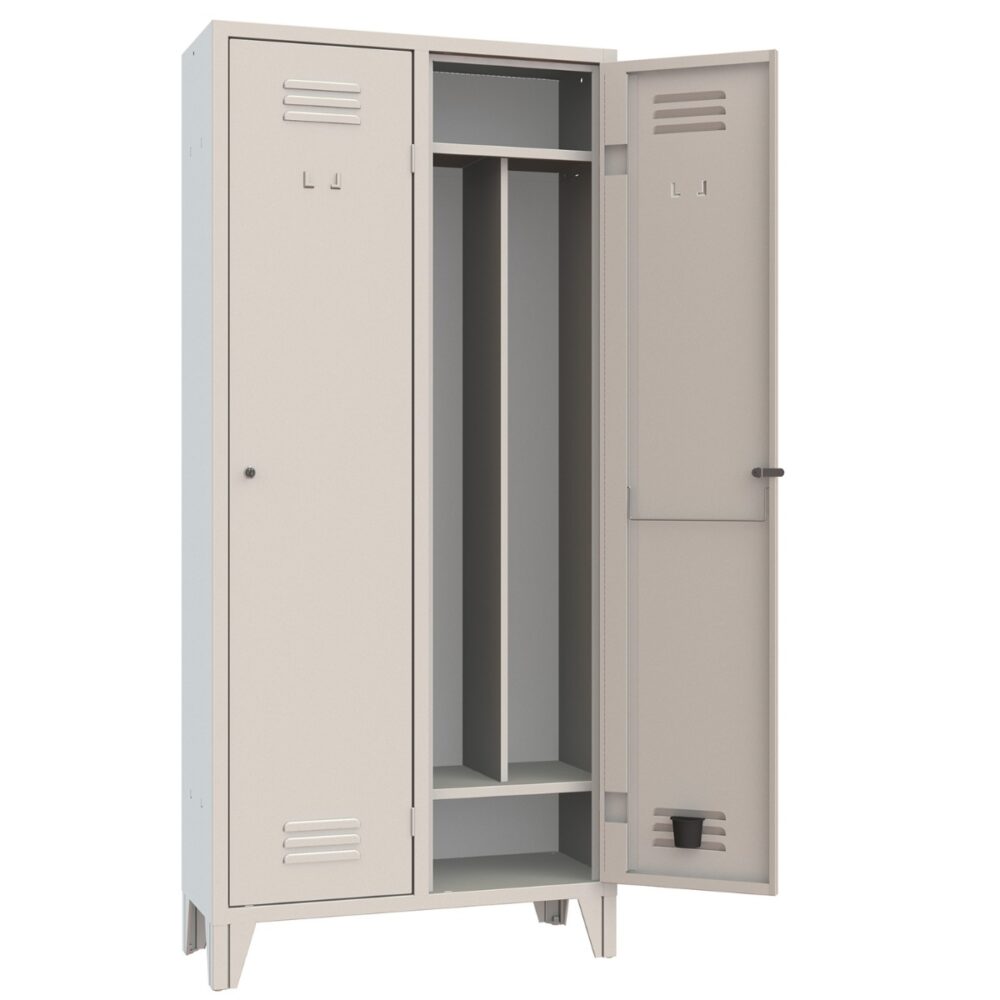 XLOCKERS® - ARMADIO SPOGLIATOIO METALLICO IN ACCIAIO #2 POSTI CON RIPIANO SUPERIORE, INFERIORE E DIVISIORIO