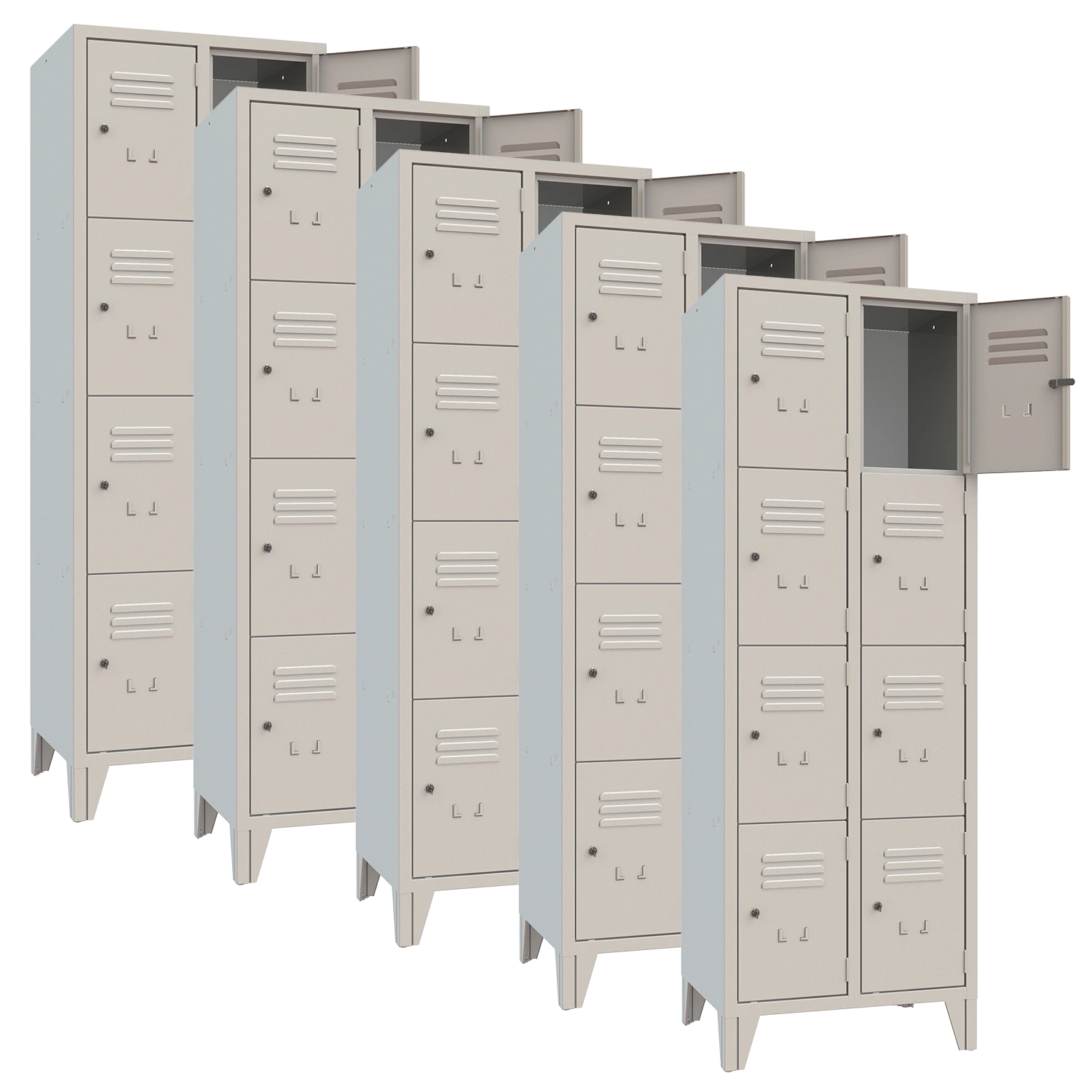 XLOCKERS® - BUNDLE 5 ARMADI CASELLARI METALLICI IN ACCIAIO #8 POSTI
