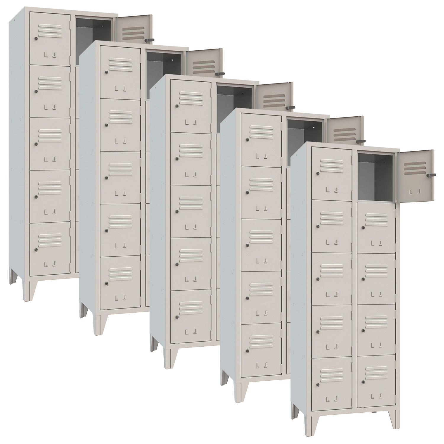 XLOCKERS® - BUNDLE 5 ARMADI CASELLARI METALLICI IN ACCIAIO #10 POSTI
