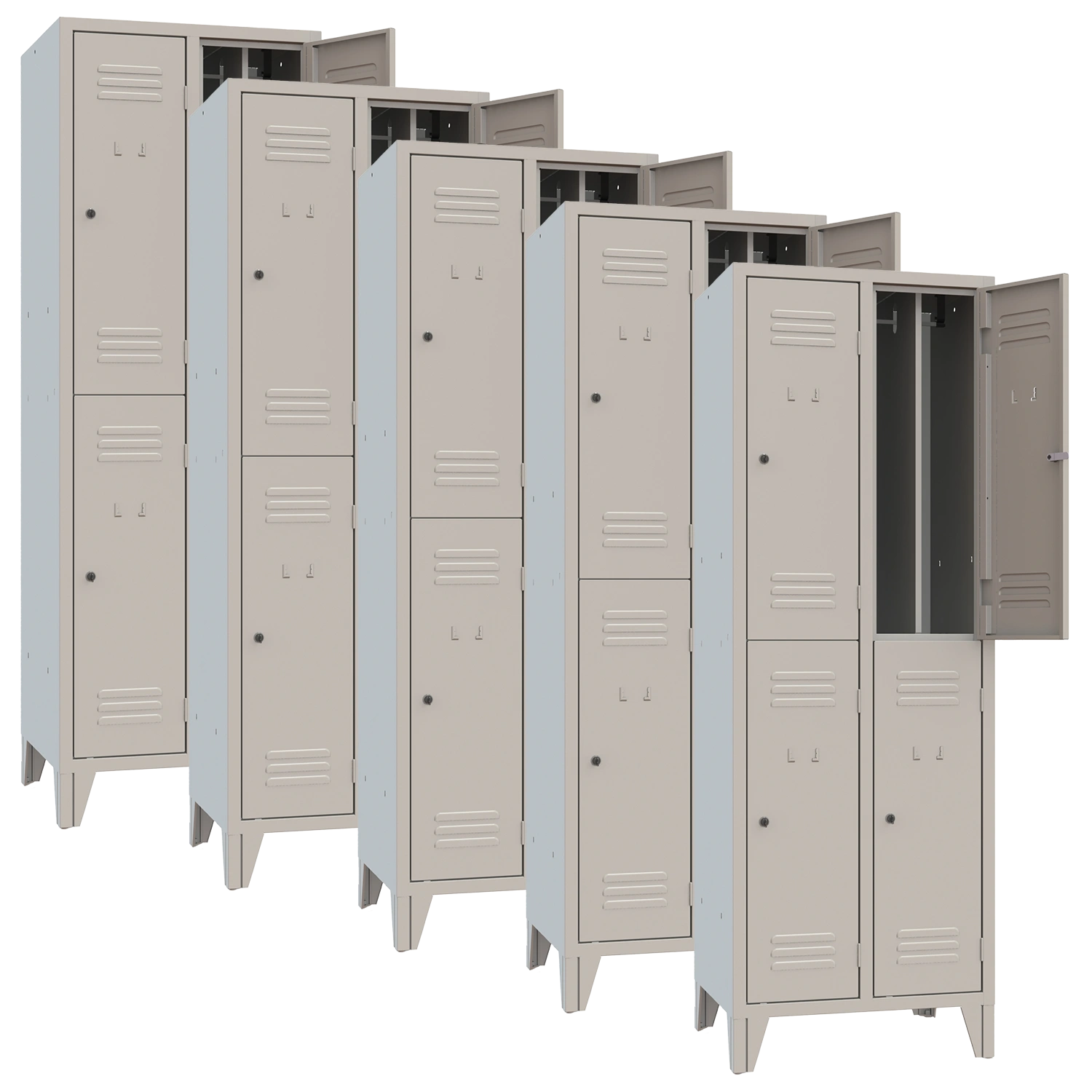 XLOCKERS® - BUNDLE 5 ARMADI SPOGLIATOI METALLICI IN ACCIAIO #4 POSTI SOVRAPPOSTI CON DIVISORIO