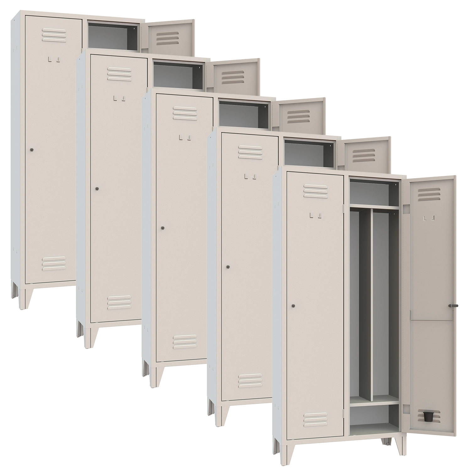 XLOCKERS® - BUNDLE 5 ARMADI SPOGLIATOI METALLIC IN ACCIAIO #2 POSTI CON RIPIANO SUPERIORE, INFERIORE E DIVISIORIO