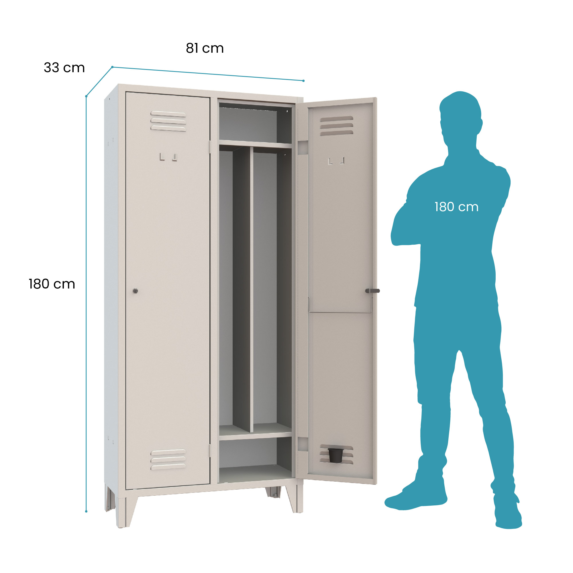 XLOCKERS® - BUNDLE 5 ARMADI SPOGLIATOI METALLIC IN ACCIAIO #2 POSTI CON RIPIANO SUPERIORE, INFERIORE E DIVISIORIO - immagine 3